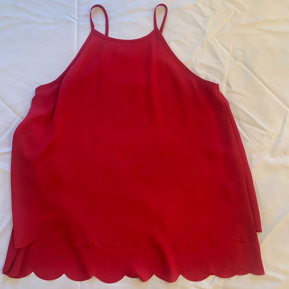 EmmeLee Red Medium Camisole top with layered scallop edges
